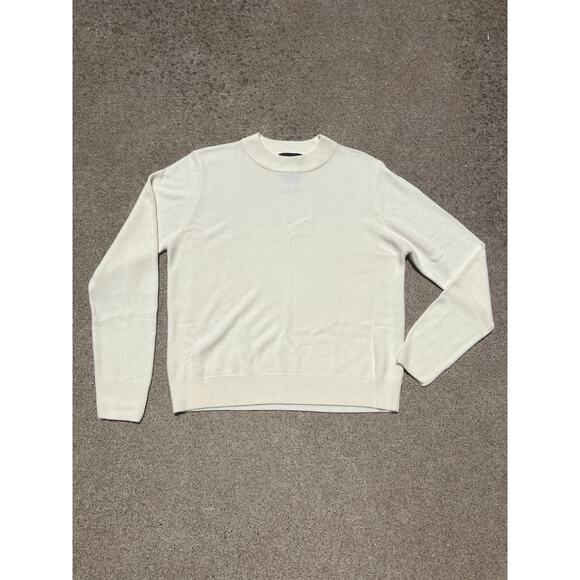 Vintage Sag Harbor Cream Mock Neck Acrylic Boxy Knit Sweater Size Large - Picture 1 of 5